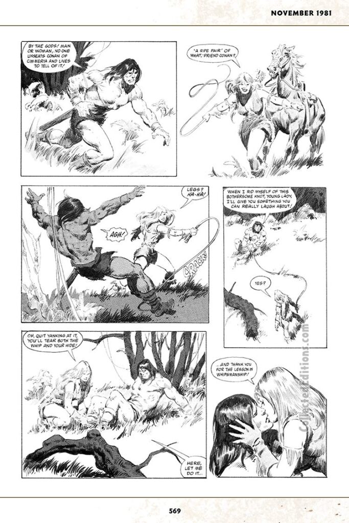 Savage Sword of Conan #70, “The Dweller in the Depths”, pg. 9; pencils, John Buscema; inks, Steve Mitchell; Conan the Barbarian, whip
