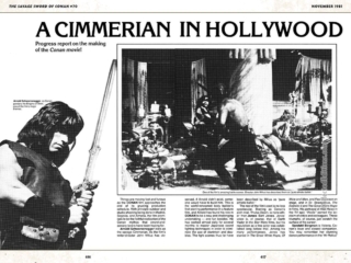 Savage Sword of Conan #70, article, &ldquo;A Cimmerian in Hollywood&rdquo;, pgs. 56-57; Arnold Schwarzenegger