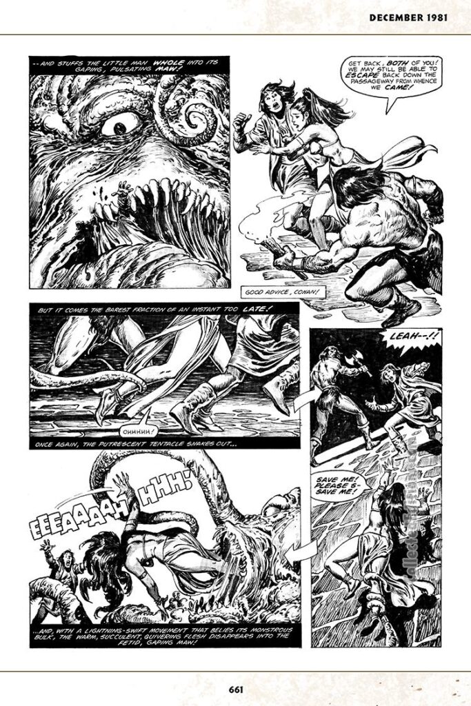 Savage Sword of Conan #71, “The Lurker in the Labyrinth”, pg. 37; pencils, John Buscema; inks, Ernie Chan; Conan the Barbarian, H.P. Lovecraft, octopus monster
