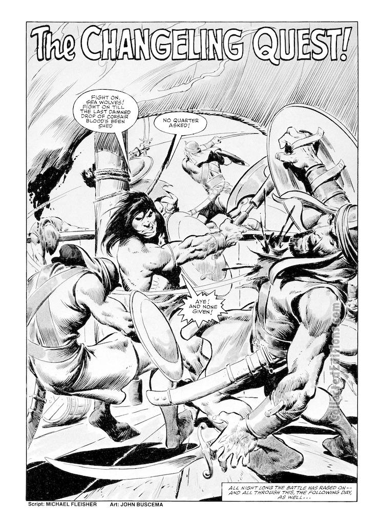 Savage Sword of Conan #73. “The Changeling Quest!”, pg. 1; pencils and inks, John Buscema; sea wolves, splash page, Michael Fleisher