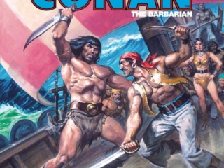 Savage Sword of Conan #75 cover; painted art by Earl Norem; pirates, cutlass