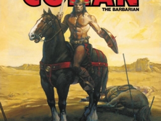 Savage Sword of Conan #76 cover; painted art by Joe Chiodo; horseback