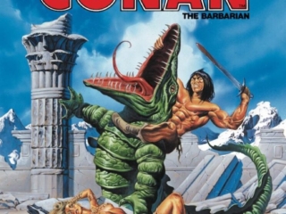 Savage Sword of Conan #77 cover; painted art by Joe Jusko, alligator