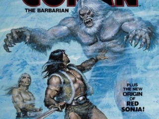 Savage Sword of Conan #78 cover; painted art by Earl Norem; Abominable Snowman, yeti, Origin of Red Sonja