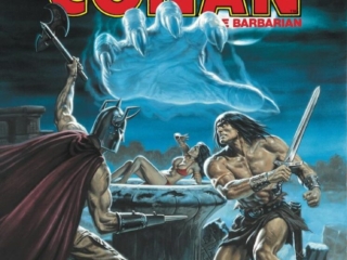 Savage Sword of Conan #82 cover; painted art by Bob Larkin