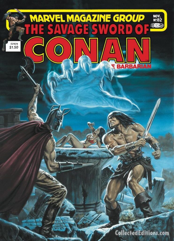 Savage Sword of Conan #82 cover; painted art by Bob Larkin