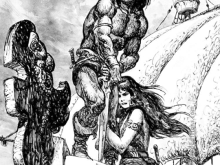 Savage Sword of Conan #82. &ldquo;An Ernie Chan Portfolio&rdquo;, pinup, pg. 8; pencils and inks, Ernie Chan, Belit, Conan the Barbarian, pirates