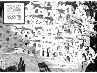 Savage Sword of Conan #84. Portfolio, &ldquo;Conan Discovers the Fortress City of Bontu&rdquo;, pgs. 1-2; pencils and inks, Alex Toth