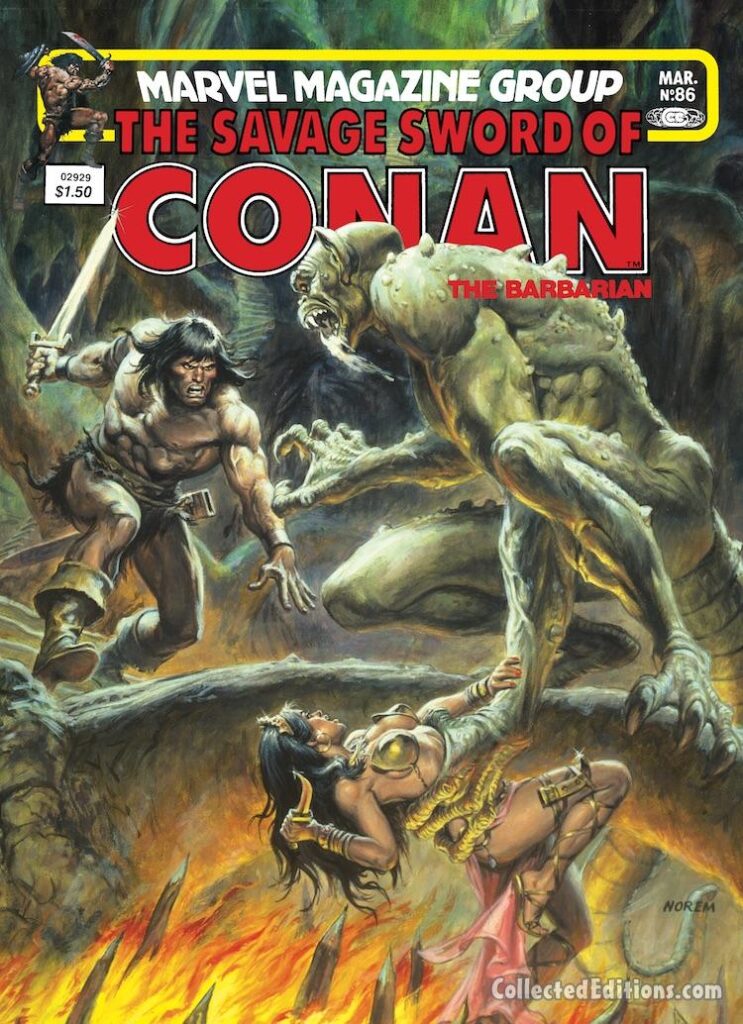 Savage Sword of Conan #86 cover; painted art by Earl Norem