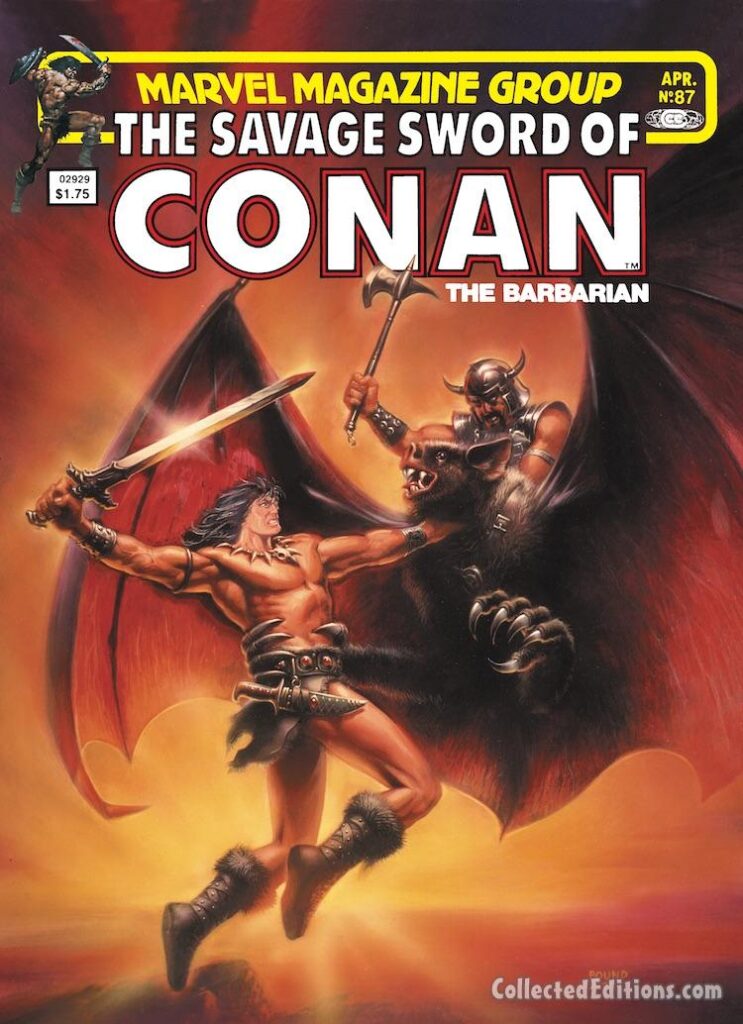 Savage Sword of Conan #87 cover; painted art by John Pound