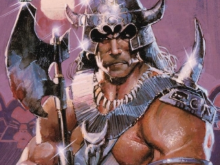 Savage Sword of Conan #102 cover; painted art by Bill Sienkiewicz