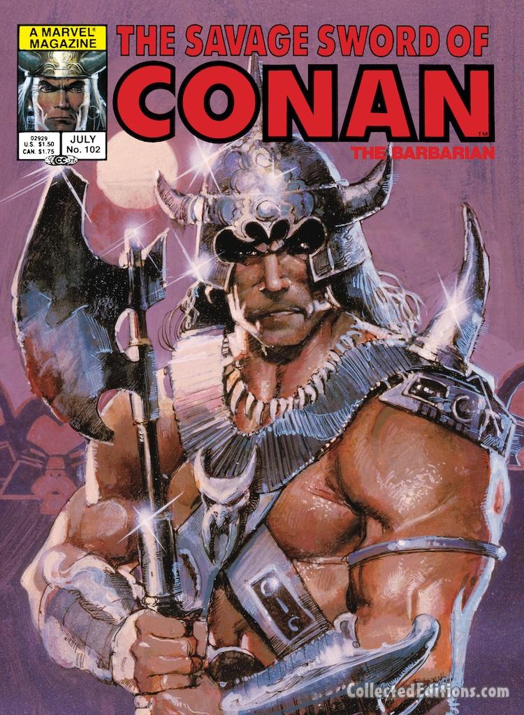 Savage Sword of Conan #102 cover; painted art by Bill Sienkiewicz