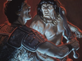Savage Sword of Conan #103 cover; painted art by Bob Larkin