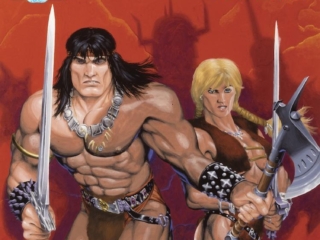 Savage Sword of Conan #106 cover; painted art by Michael Golden