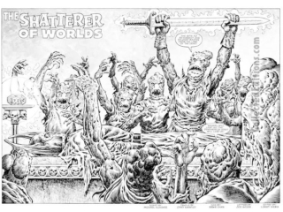 Savage Sword of Conan #109. &ldquo;The Shatterer of Worlds&rdquo;, pgs. 6-7; pencils, Gary Kwapisz; inks, Ernie Chan; Wrarrl, Devourer of Souls