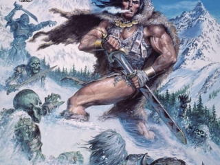 Savage Sword of Conan #110 cover; painted art by Earl Norem