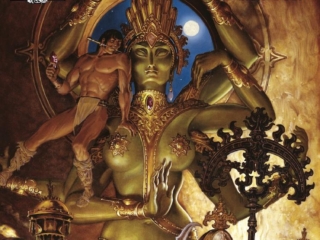 Savage Sword of Conan #114 cover; painted art by Steve Hickman