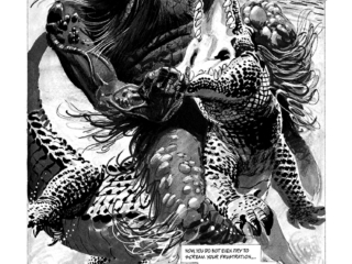 Savage Tales #1, pg. 26. Man-Thing in &ldquo;Man-Thing&rdquo;; pencils and inks, Gray Morrow; black and white magazine, swamp creature