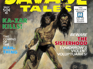 Savage Tales #1 cover; painted art, John Buscema; The Coming of Man-Thing, first appearance, Ted Sallis, origin