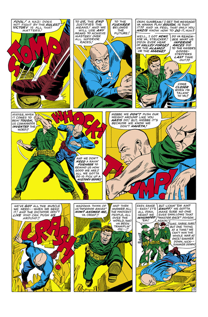 Sgt. Fury and His Howling Commandos #20, pg. 19; pencils, Dick Ayers; inks, Frank Giacoia; Baron Strucker, Nick Fury