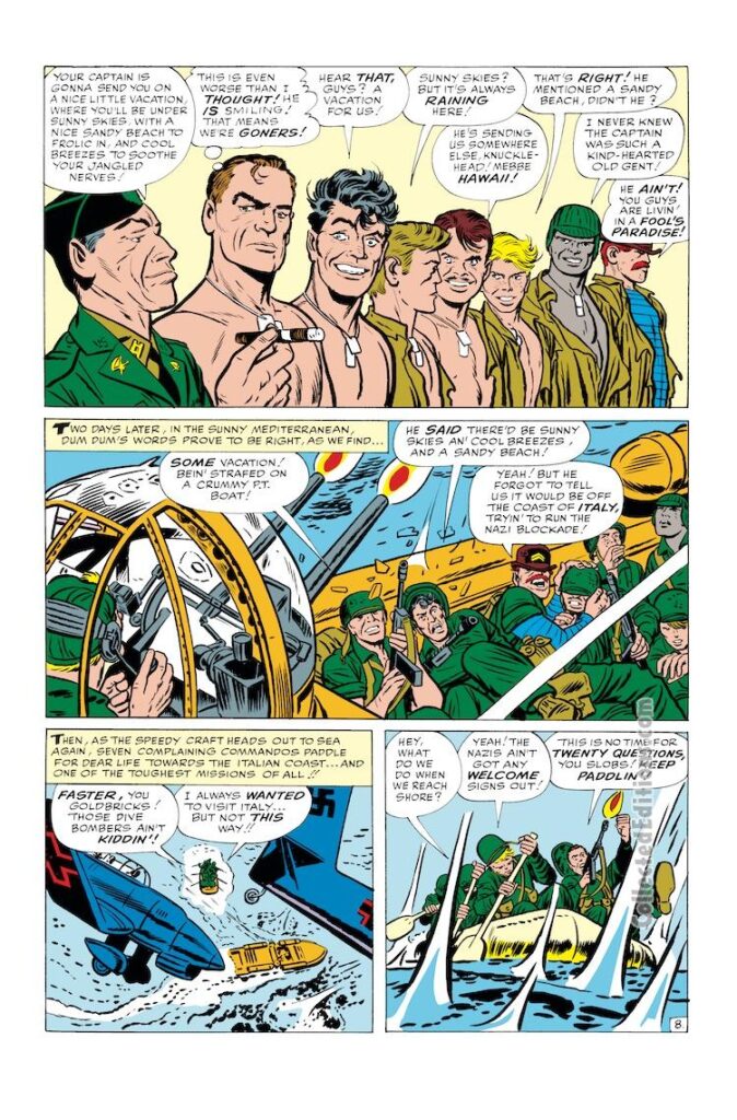 Sgt. Fury #3, pg. 8; pencils, Jack Kirby; inks, Dick Ayers; Dum Dum Dugan, Howling Commandos