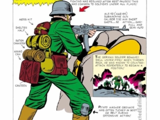 Sgt. Fury and His Howling Commandos #2, pg. 24; pencils, Jack Kirby; inks, Dick Ayers; pinup, The Enemy That Was, German army, infantry, Nazis