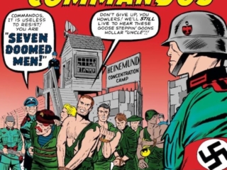 Sgt. Fury and His Howling Commandos #2 cover; pencils, Jack Kirby; inks, Dick Ayers; Seven Doomed Men, Nick Fury, prison camp, Heinemund concentration camp, NazisSgt. Fury and His Howling Commandos #2 cover; pencils, Jack Kirby; inks, Dick Ayers; Seven Doomed Men, Nick Fury, prison camp, Heinemund concentration camp, Nazis