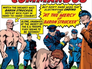 Sgt. Fury and His Howling Commandos #5 cover; pencils, Jack Kirby; inks, Sol Brodsky; At the Mercy of Baron Strucker