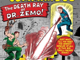 Sgt. Fury and His Howling Commandos #8 cover; pencils, Jack Kirby; inks, Sol Brodskyv; The Death Ray of Dr. Zemo, Baron Zemo, origin, first appearance, World War II, Nazis