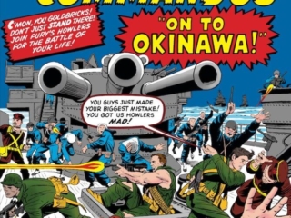 Sgt. Fury and His Howling Commandos #10 cover; pencils, Jack Kirby; inks, Dick AyersSgt. Fury and His Howling Commandos #10 cover; pencils, Jack Kirby; inks, Dick Ayersv; On to Okinawa, Japan, World War II, Pacific Theater, Dum Dum Dugan, Rebel Ralston