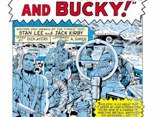 Sgt. Fury and His Howling Commandos #13, pg. 1; pencils, Jack Kirby; inks, Dick Ayers; Nick Fury, Captain America and Bucky, splash page, Stan Lee