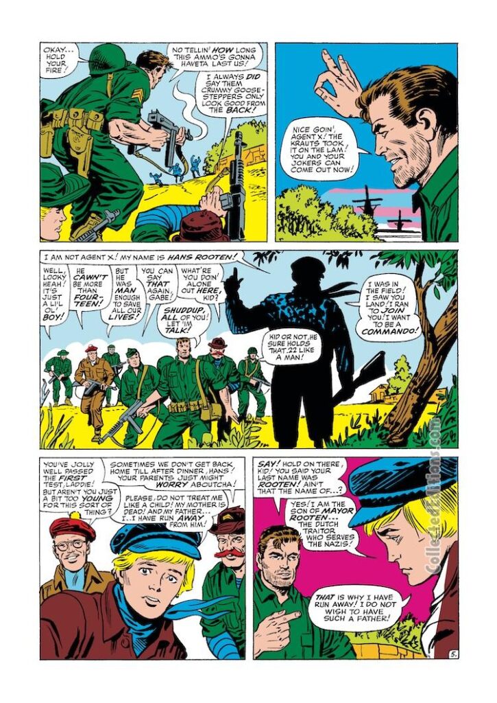 Sgt. Fury and His Howling Commandos #15, pg. 5; pencils, Dick Ayers; inks, Steve Ditko; Nick Fury, Hans Rooten
