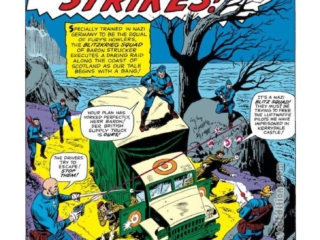 Sgt. Fury and His Howling Commandos #20, pg. 1; pencils, Dick Ayers; inks, Frank Giacoia; Stan Lee, Nick Fury, The Blitz Squad Strikes, Baron Von Strucker