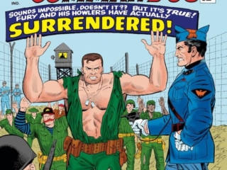 Sgt. Fury and His Howling Commandos #30 cover; pencils, Dick Ayers; inks, Mike Esposito; Surrendered, Incident in Italy, concentration camp, prisoner of war, Nick Fury, World War II, Marvel Age of Comics