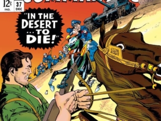 Sgt. Fury and His Howling Commandos #37 cover; pencils and inks, Gil Kane; Nick Fury, horseback, Nazi, desert battle, North Africa