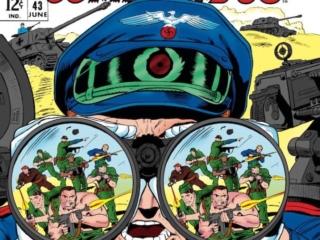 Sgt. Fury and His Howling Commandos #43 cover; pencils and inks, Dick Ayers; The Scourge of the Sahara, North Africa, Nazis, Nick Fury, binoculars