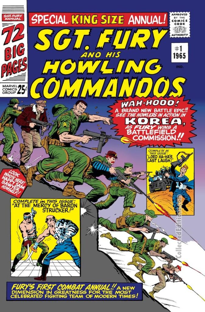 Sgt. Fury and His Howling Commandos Annual #1 cover; pencils, Dick Ayers; inks, Frank Giacoia