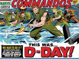 Sgt. Fury and His Howling Commandos Annual #2 cover; pencils, Dick Ayers; inks, John Tartaglione; This Was D-Day, Nick Fury, Capt. Flint