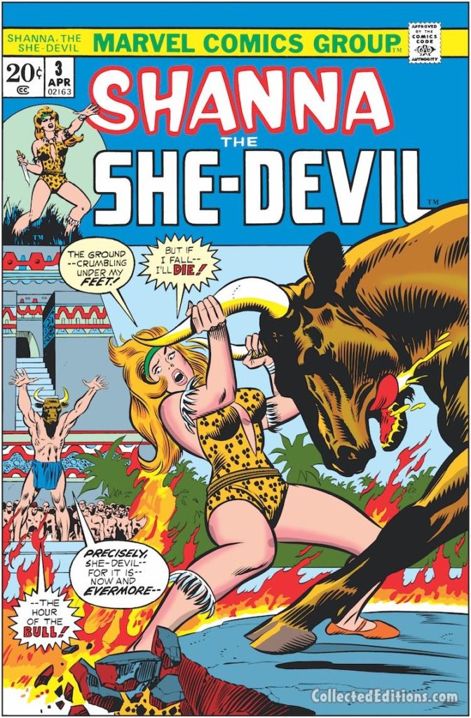 Shanna the She-Devil #3 cover; pencils, John Buscema; inks, Joe Sinnott/The Hour of the Bull