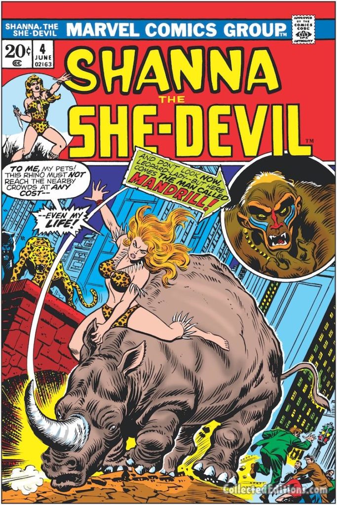 Shanna the She-Devil #4 cover; pencils and inks, John Romita, Sr./The Mandrill/Ina/Biri leopards