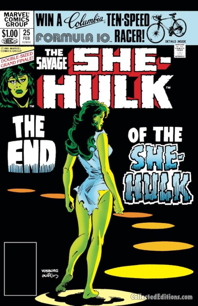 Savage She-Hulk #25 cover; pencils, Mike Vosburg; inks, Terry Austin; last issue
