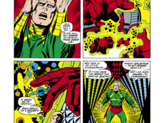 Silver Surfer #1, pg. 31; pencils, John Buscema; inks, Joe Sinnott Silver Surfer #1, pg. 31; pencils, John Buscema; inks, Joe Sinnott; Norrin-Radd, origin, Galactus, herald