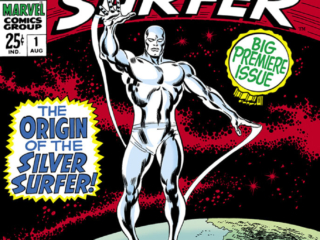 Silver Surfer #1 cover; pencils, John Buscema; inks, Frank Giacoia, Joe Sinnott Silver Surfer #1 cover; pencils, John Buscema; inks, Frank Giacoia, Joe Sinnott; Sentinel of the Spaceways, big premiere issue, origin, all-new book-length marvel epic