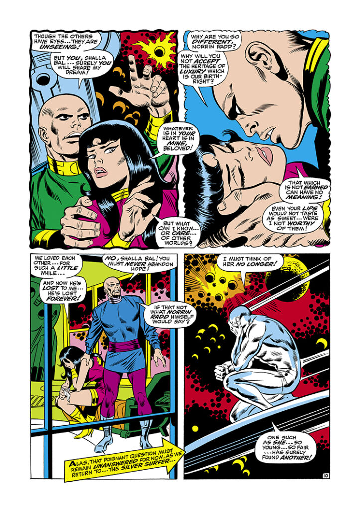 Silver Surfer #2, pg. 10; pencils, John Buscema; inks, Joe Sinnott; Shalla Bal, Norrin Radd, Zenn-La