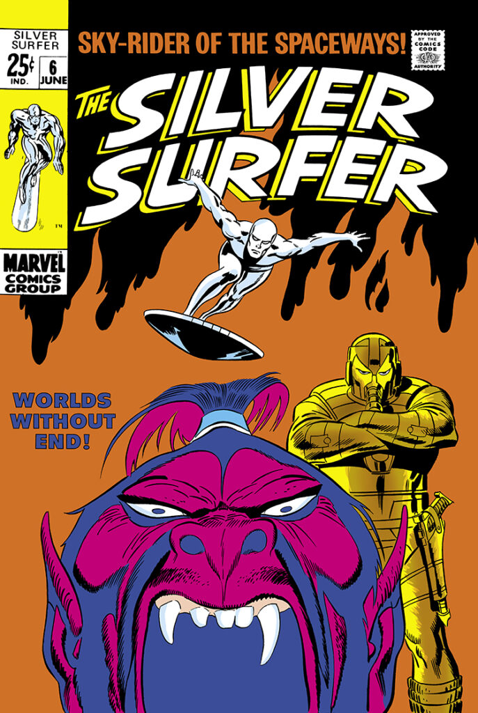 Silver Surfer #6 cover; pencils, John Buscema; inks, uncredited; Worlds Without End, the Overlord, first appearance