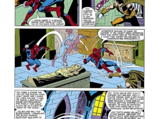 Spectacular Spider-Man Annual #2, pg. 28; pencils, Jim Mooney; inks, Mike Esposito; Peter Parker, first appearance of the Rapier/Dominic Tyrone