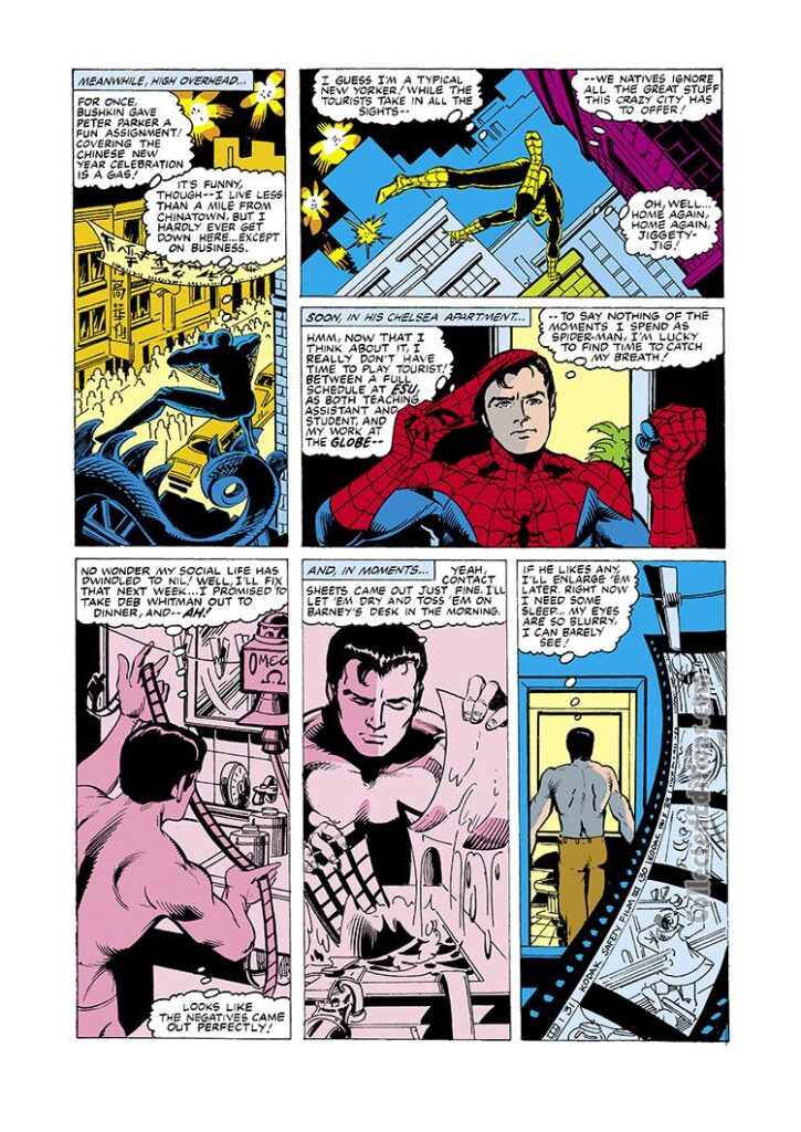 Spectacular Spider-Man #44, pg. 6; layouts, Steve Leialoha; pencils and inks, Al Gordon; Peter Parker, photographer, Daily BugleSpectacular Spider-Man #44, pg. 6; layouts, Steve Leialoha; pencils and inks, Al Gordon; Peter Parker, photographer, Daily Bugle