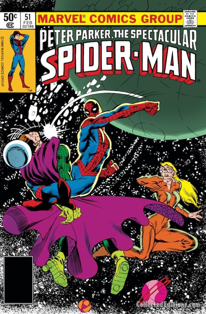 Spectacular Spider-Man #51, cover; pencils, Frank Miller; inks, Joe Rubinstein; Peter Parker, Mysterio, Debra Deb Whitman