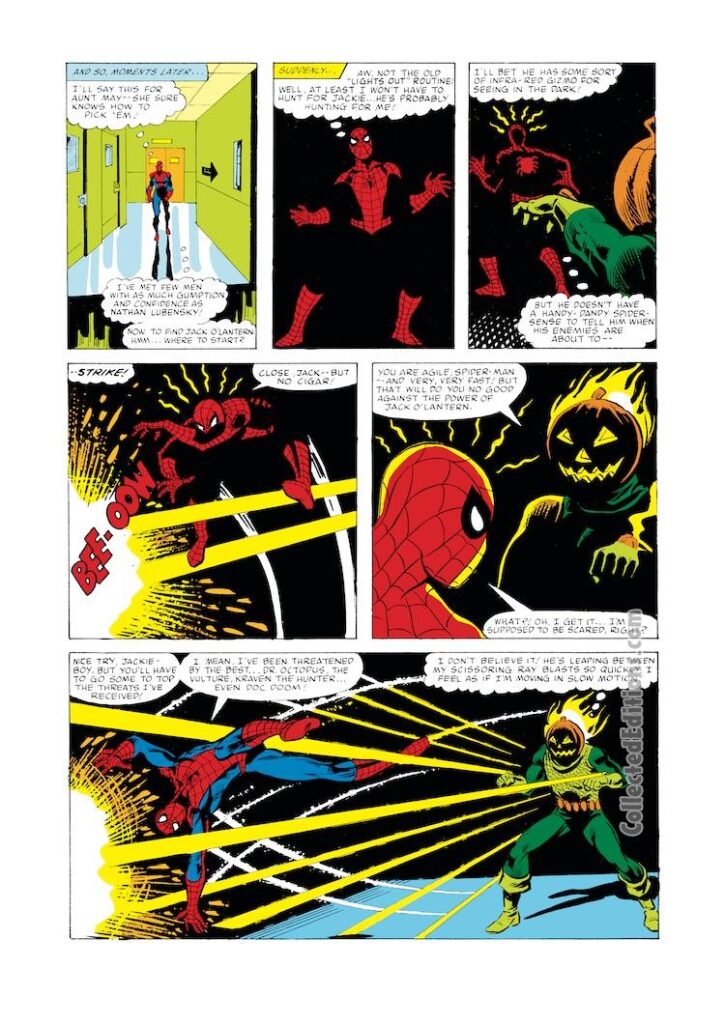 Spectacular Spider-Man #56, pg. 18; layouts, Jim Shooter; pencils and inks, Jim Mooney; Jack O’Lantern
