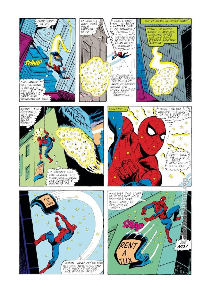 Spectacular Spider-Man #57, pg. 2; layouts, Jim Shooter; pencils and inks, Jim Mooney; Will-O’-The-Wisp, Rent-a-Tux
